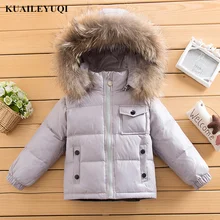 winter 90% down jacket Raccoon fur collar parka for girls boys coats children’s clothing for snow wear kids baby girl clothes