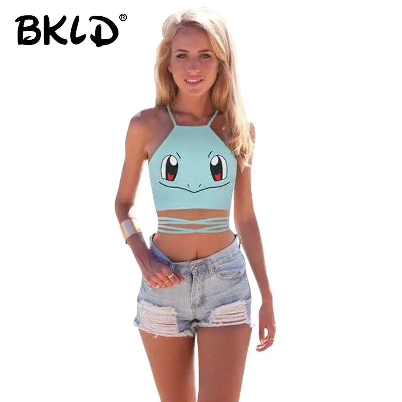 BKLD женский укороченный топ без рукавов с принтом покемонов|crop top vest|vest summertop vest |