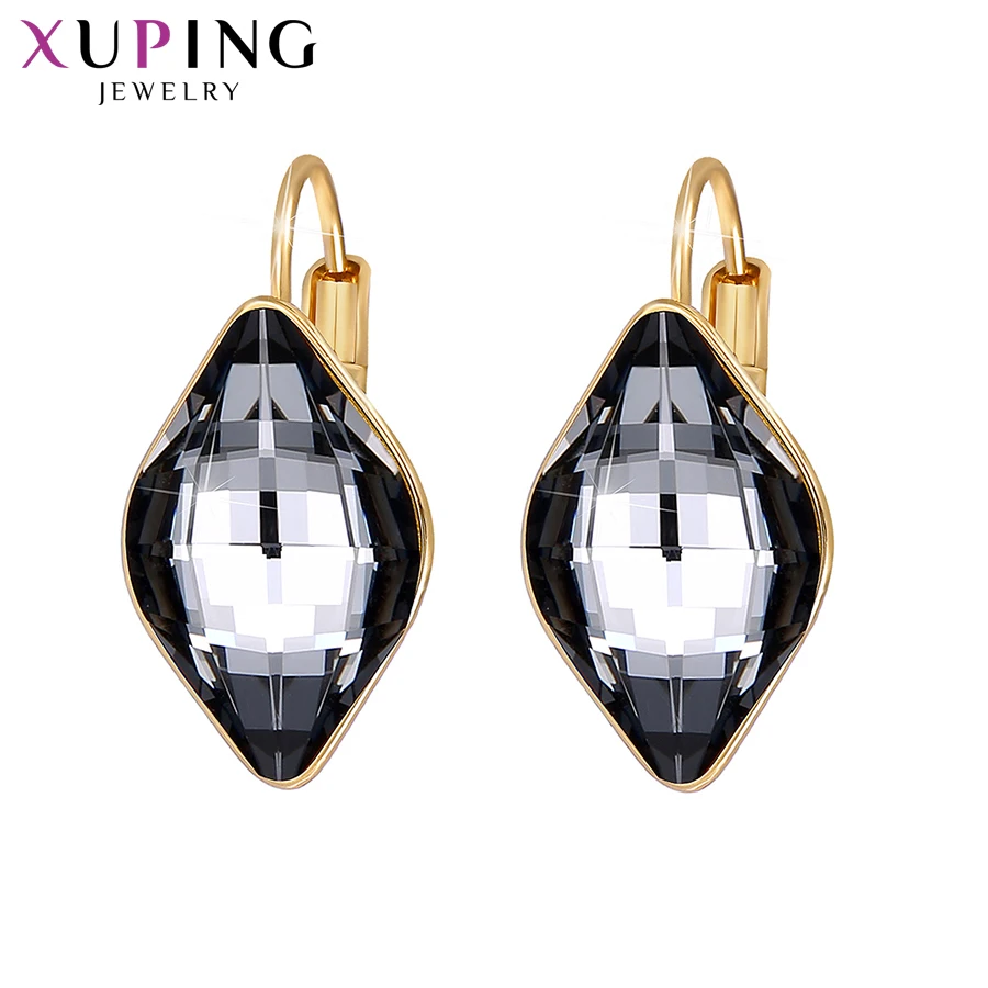 Xuping, серьги-кольца, кристаллы от Swarovski, амулеты, стильные, золотого цвета, ювелирные изделия для работы, вечерние, элегантные, женские подарки, S190-20529