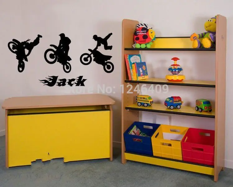 Cool Personalized Vinyl Wall Stickers Motorcycle Motocross Trio of