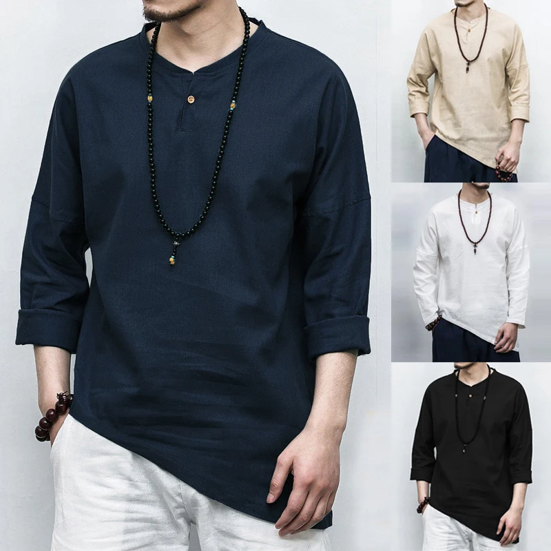 INCERUN New 2020 Plus Size Men's Shirts Long Sleeve Solid Irregular Chinese Style Shirt Men Cotton Linen Vintage Casual Chemise INCERUN New 2020 Plus Size Men's Shirts Long Sleeve Solid Irregular Chinese Style Shirt Men Cotton Linen Vintage Casual Chemise