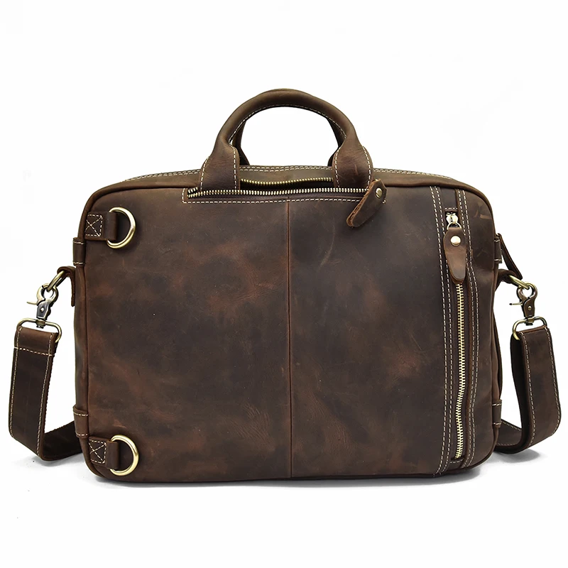 Woosir Vintage Genuine Leather Briefcase Backpack 14