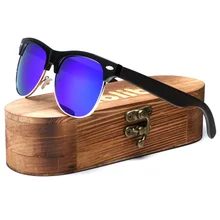 Ablibi Классические Мужские солнечные очки с поляризованной древесиной для мужчин и женщин с УФ Защита HD линзы синие зеркальные CR-39 линзы