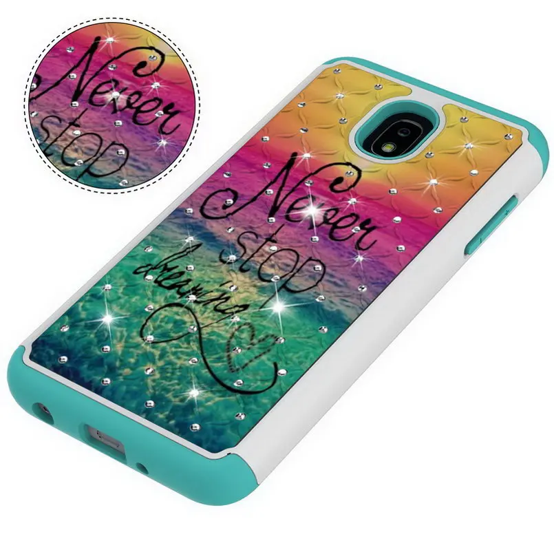 Case for Samsung Galaxy J7 2018 US Version Painted PC and TPU Bling Glitter Diamond Cover for Samsung J7 2018 US Version Funda  1