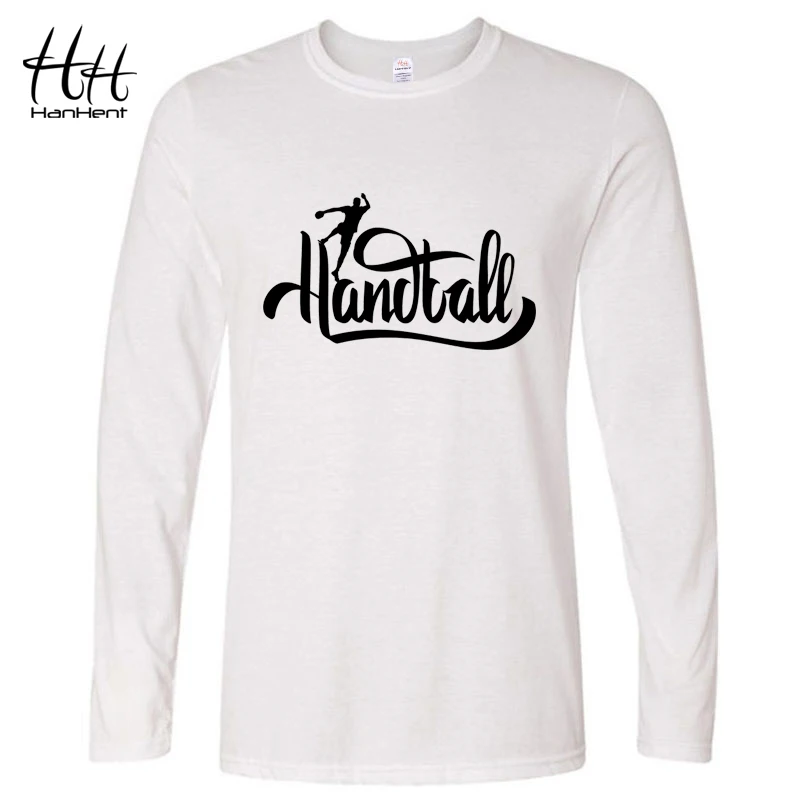 HanHent Handball/повседневные мужские футболки из хлопка с длинным рукавом и круглым