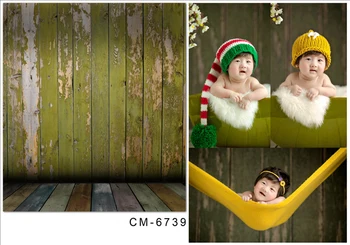 

TR Photography Background Backdrops Retro Vintga Worn-out Green Wood Wall Floor For Newborn Children Kids Vinyl for photo studio