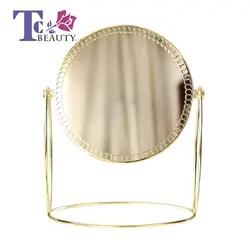 Простой макияж зеркало золото скандинавском стиле двусторонний стол зеркало высокого класса дамы офисное общежитие рабочего круглое