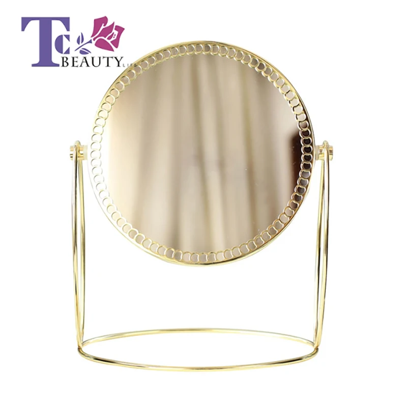 Simple Makeup Mirror Gold Nordic Style Double Sided Table Mirror High End Ladies Office Dormitory Desktop Round Mirror Tool Simple Makeup Mirror Gold Nordic Style Double Sided Table Mirror High End Ladies Office Dormitory Desktop Round Mirror Tool