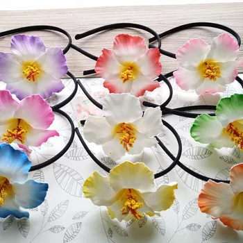 

Frangipani flower 10 pcs Hula Girls wedding bride Foam Hawaiian bridal hair clip 9cm you pick flower jewelry hair bands black