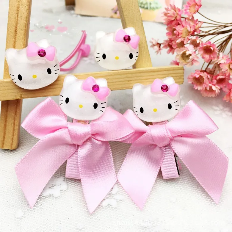 2PcsFashion Children Hair Clip Girls Hair Accessories Kids Cat Hairpin Cartoon Hello Kitty