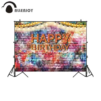 

Allenjoy backdrop photography graffiti brick wall colorful lights birthday party celebration abstract vintage photo background
