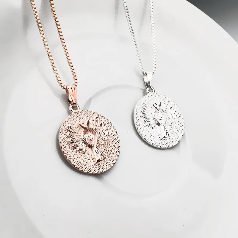 Fashion Women Silver Gold Color Necklace Jewelry Angel Protect Me Letter Pendant Necklace Angel Wing Fairy Necklace Jewellery