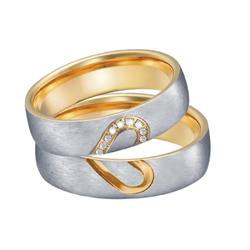 

Alliances Heart True lover Anniversary Couple wedding ring for men fashion jewelry gold color Engagement Women Rings