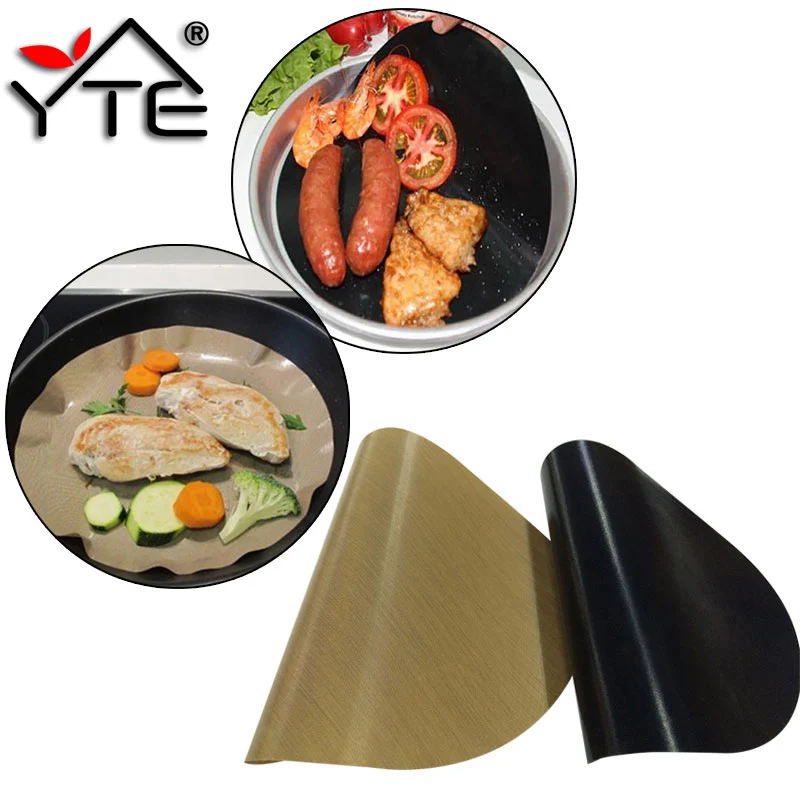 

YTE 2pcs Round Non-stick Baking Mat Pan Kitchen BBQ Cooking Mat Fry Liner Sheet Cooking Pad Pastry Tools Useful For Cooking