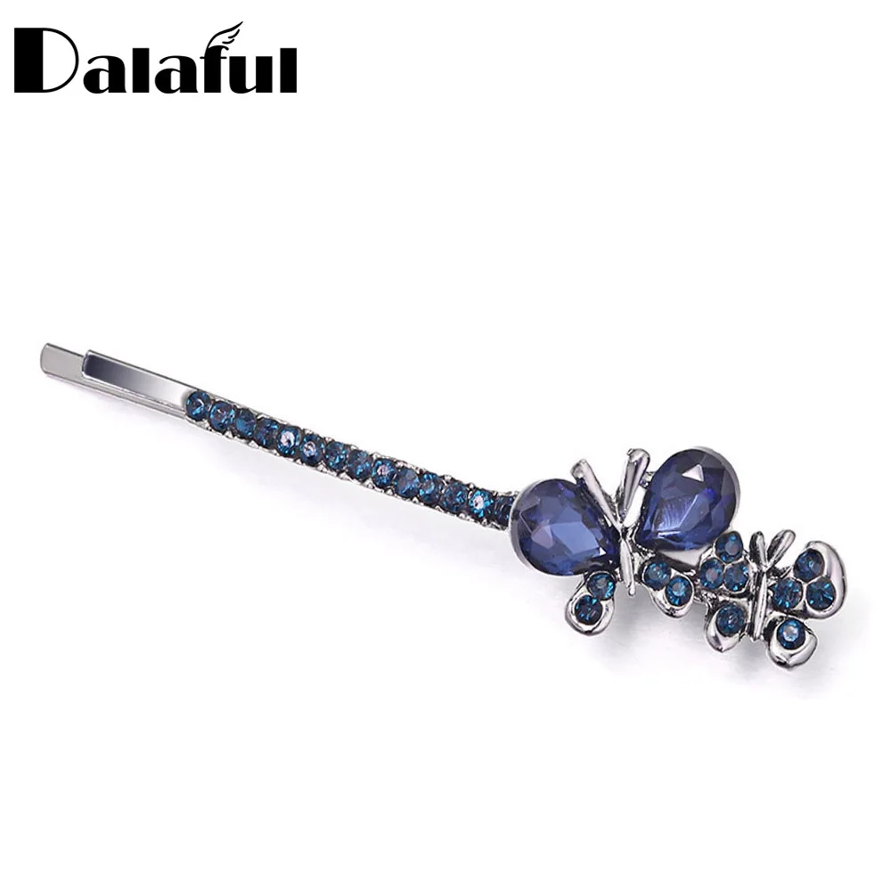 

Dalaful 1PCS Butterfly Hair Clips Crystal Rhinestone Elegant Bobby Pins For Women Girl Hairpins Barrette NEW SALE F161