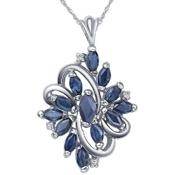 

Collares Qi Xuan_Dark Blue Stone Flower Pendant Necklace_Real Necklace_Quality Guaranteed_Manufacturer Directly Sales