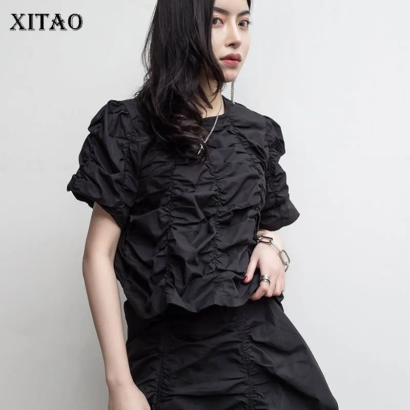 

[XITAO] 2019 New Europe Casual Loose Short Sleeve Solid Color O-neck Tee Fashion Women Summer Slim Pullover T-shirt ZLL3613