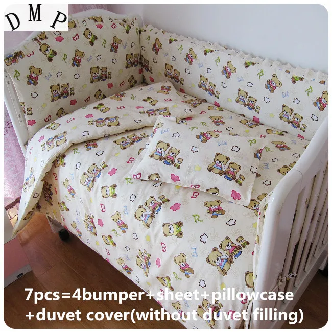 

Promotion! 6/7PCS cot bedding set Baby Bedding Set Bumpers Fitted Sheet Baby Blanket,120*60/120*70cm