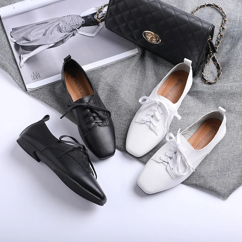 

2019 autumn new fashion simple solid color casual shoes women retro style comfortable wild flat shoes