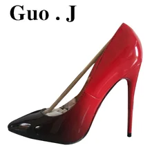 Fashion G J 12cm Red Bottom High heels font b shoes b font woman pointed toe