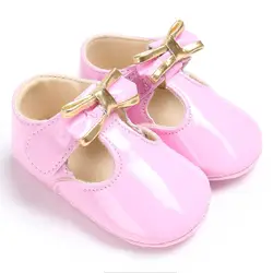 Мода 2017 г. маленьких Обувь для девочек новорожденных Обувь искусственная кожа Prewalkers Сапоги и ботинки для девочек Нескользящие Обувь