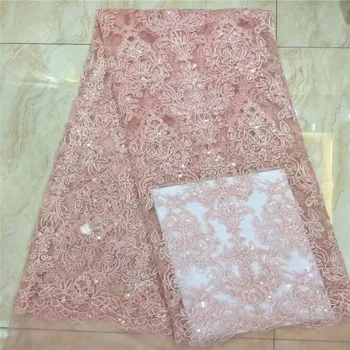 

African Sequins Lace Fabric 2019 Embroidered Nigerian Laces Fabrics High Quality French Tulle Lace Fabric For Women xc65-1125