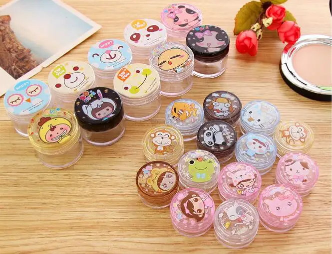

2pcs/lot Cartoon Colorful Face Cream Jars Pot Travel Plastic Empty Cosmetic Containers Cosmetic Sample Containers