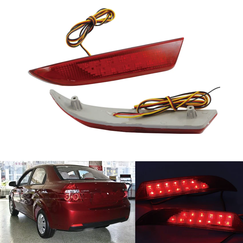 1 пара светодиодный Красный отражатель заднего бампера для Chevrolet Lova|led rear fog|lamp