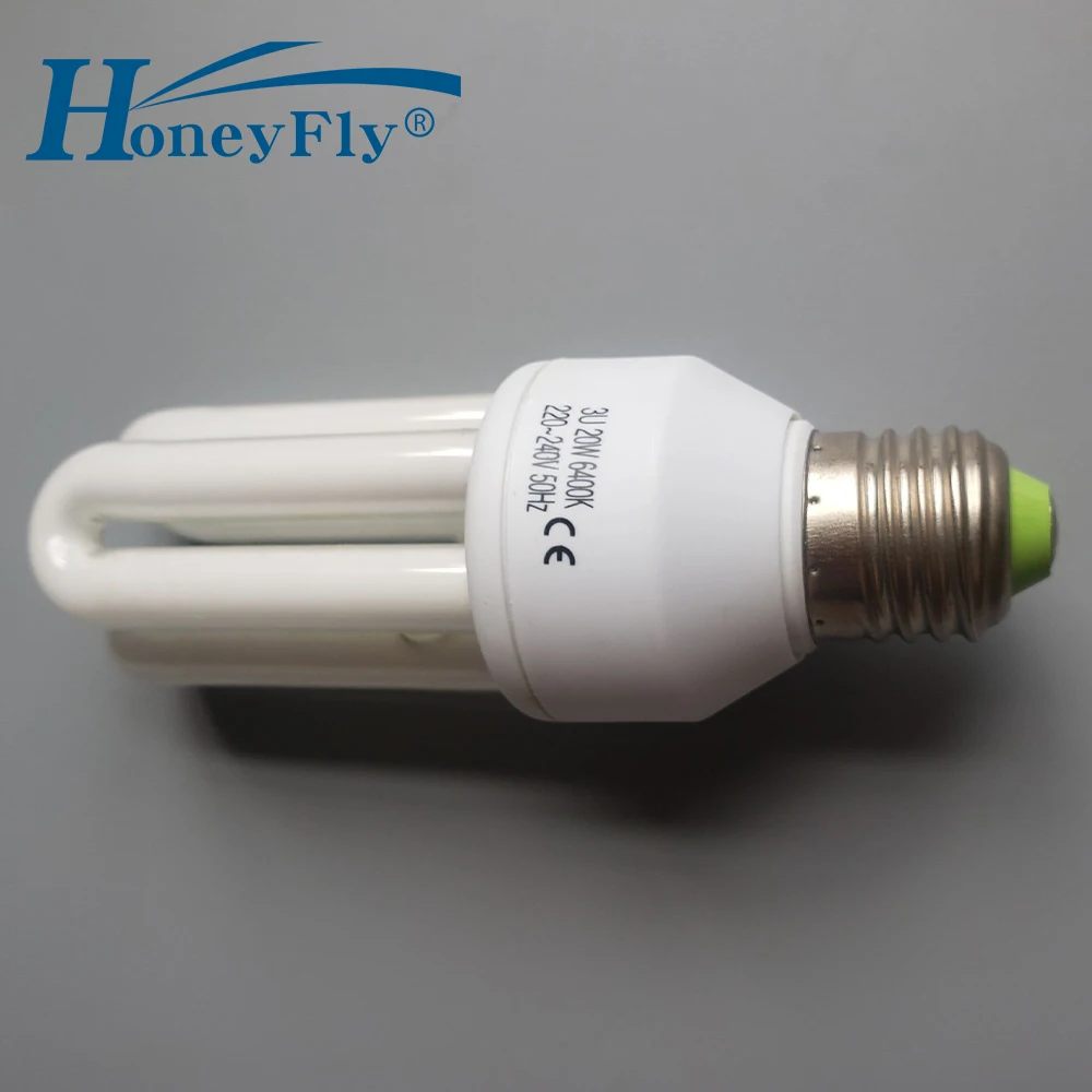 HoneyFly AC220-240V 15 W/20 W E27 3U труба энергоэкономичная лампа U Форма флуоресцентная лампочка домашнего освещения