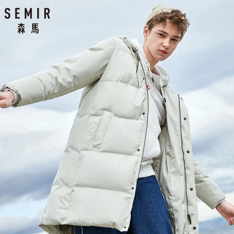 Ideal  SEMIR 2019 New Winter Men Down Jacket 2XL Extra Long Duck Down Coat Thicken Warm Windproof Male Out