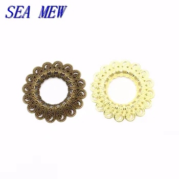 

SEA MEW 30mm Brass Hollow Out Filigree Flowers Connectors Charms DIY Jewelry Components For Jewelry Making 50 PCS