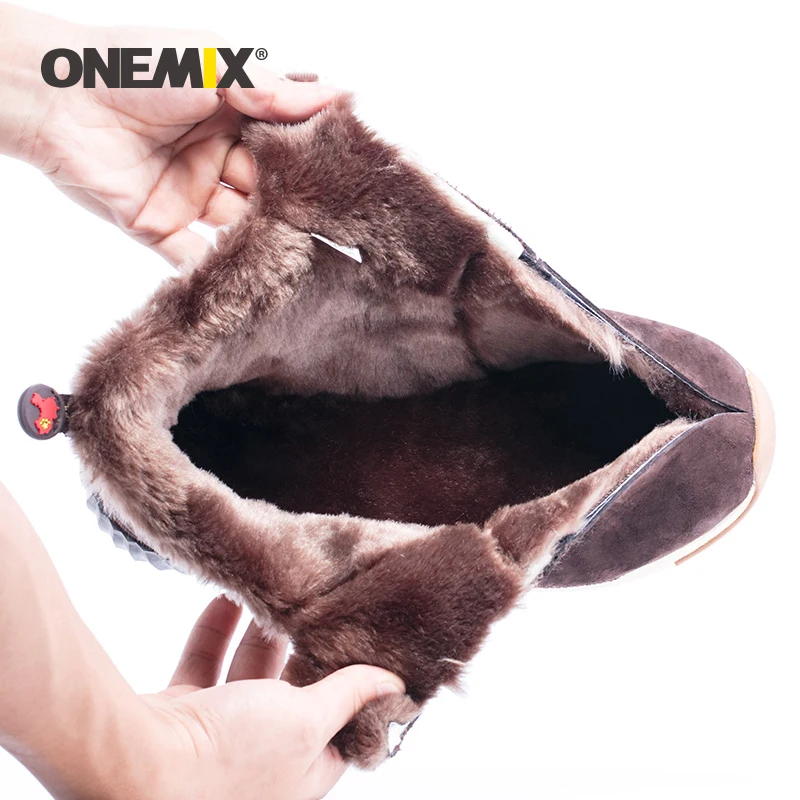 Tanie ONEMIX nowe zimowe męskie buty ciepłe wełniane trampki odkryty Unisex sportowe buty sportowe wygodne buty do biegania już dziś,