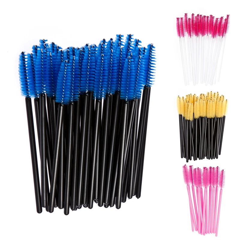 100Pcs Disposable Eyelash Brush Mascara Wands Applicator Spoolers Eye Lashes Cosmetic Brushes Set Makeup Tool Multicolor