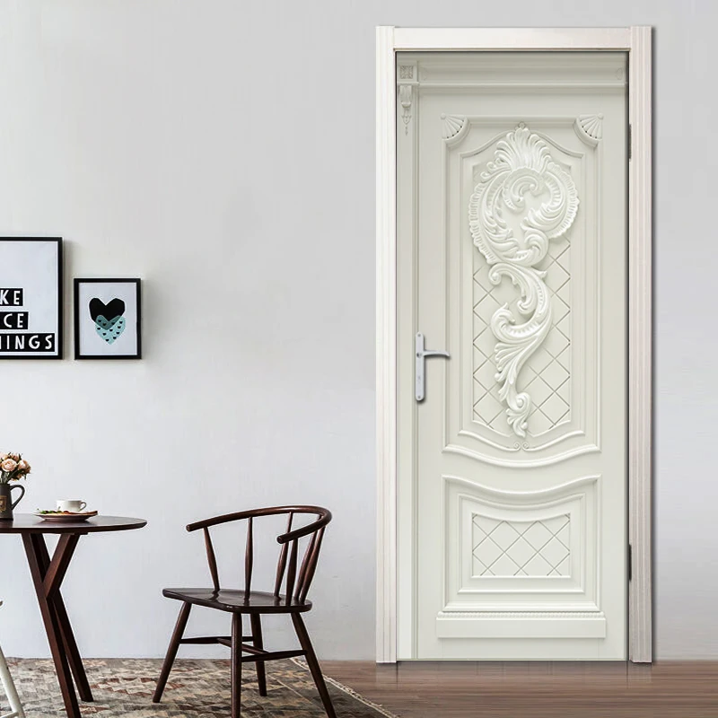 Kaufen PVC Wasserdicht Self Adhesive Tür Aufkleber Tapete Für Wohnzimmer Schlafzimmer Tür Tapete Art Wall Decals Wandbild Wand Aufkleber