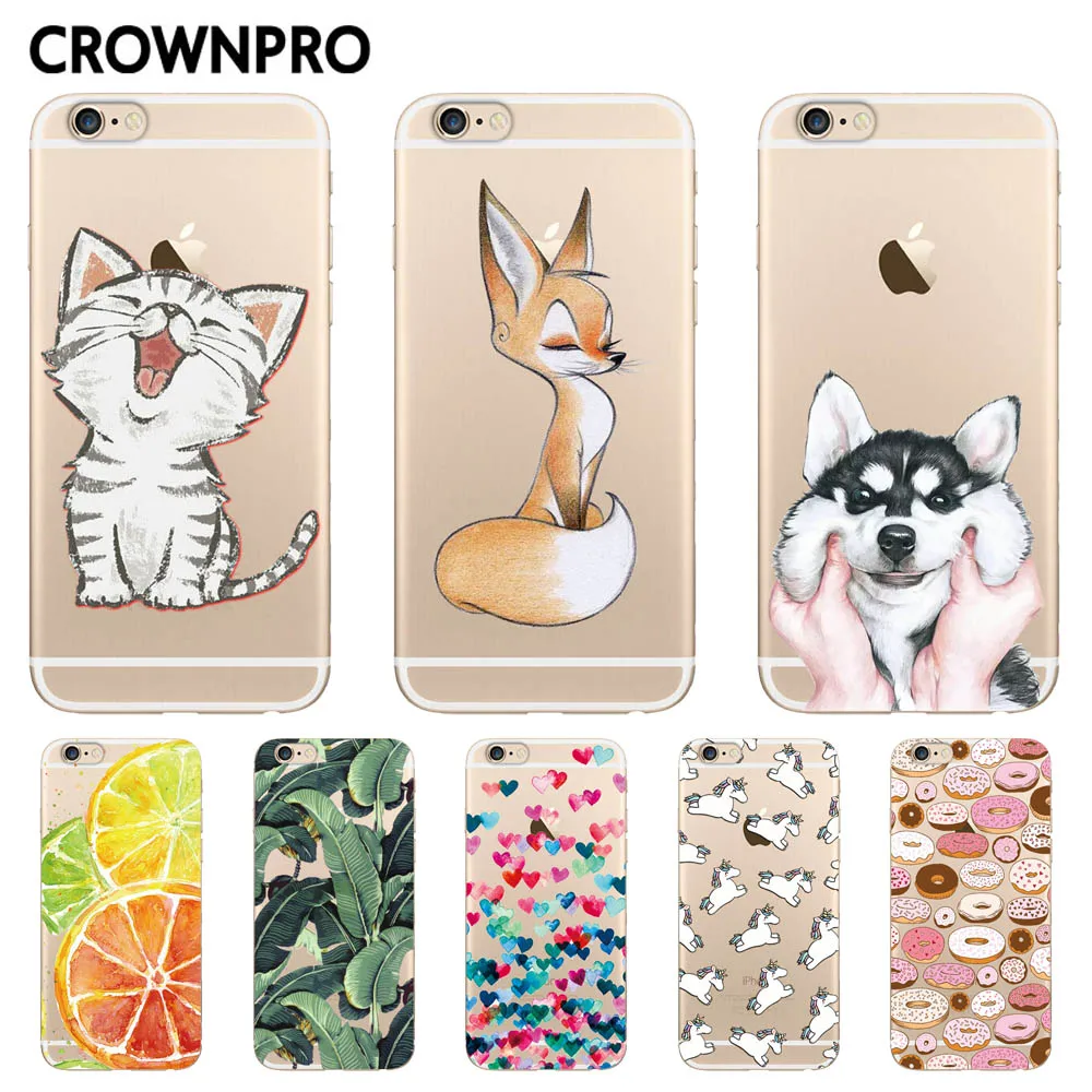 CROWNPRO силиконовый чехол для iPhone 7 7Plus 6 6S 6Plus 5 дюймов мягкий из ТПУ прозрачный 8Plus X
