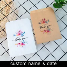 Nome personalizado & Data obrigado Pipocas Doces de Casamento Chuveiro Bridal favores do Partido Sacos do Deleite Buffet de Sobremesas de Biscoito Personalizado