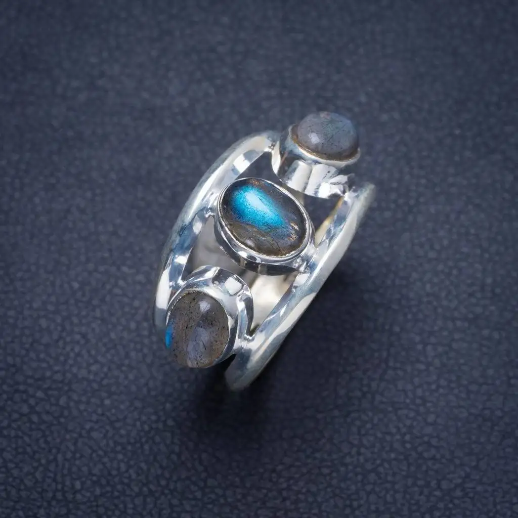 

Natural Labradorite Handmade Unique 925 Sterling Silver Ring 6.5 Y3903
