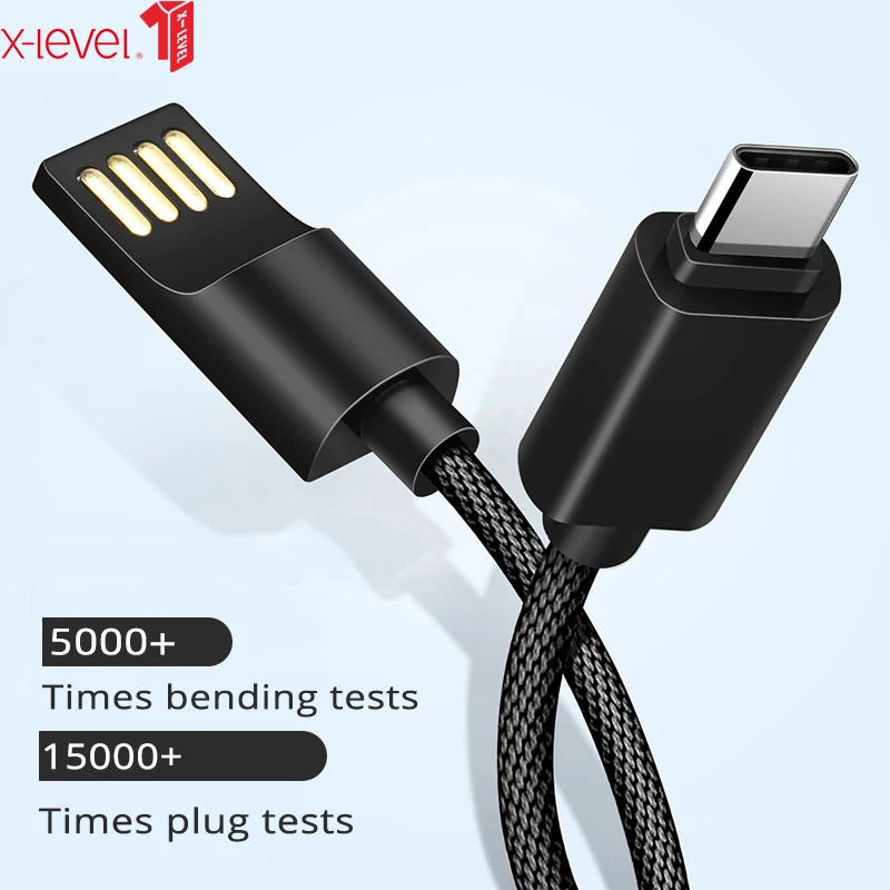 X-USB tipo C Cable de datos de carga rápida tipo-C Cable para Xiaomi mi 8 Huawei P20 Lite USB-C Cable para Samsung S9 Plus Nota 9