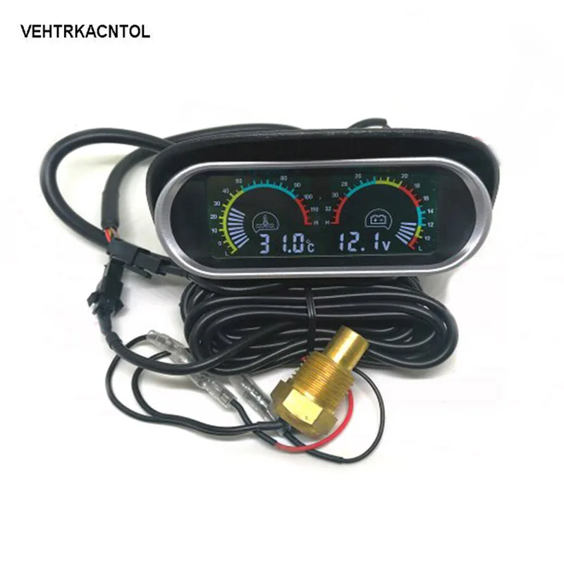 

VEHTRKACNTOL 2 Funtions Lcd 12v/24v Car Truck Water Temperature Gauge Thermometer + Voltmeter Voltage Gauge