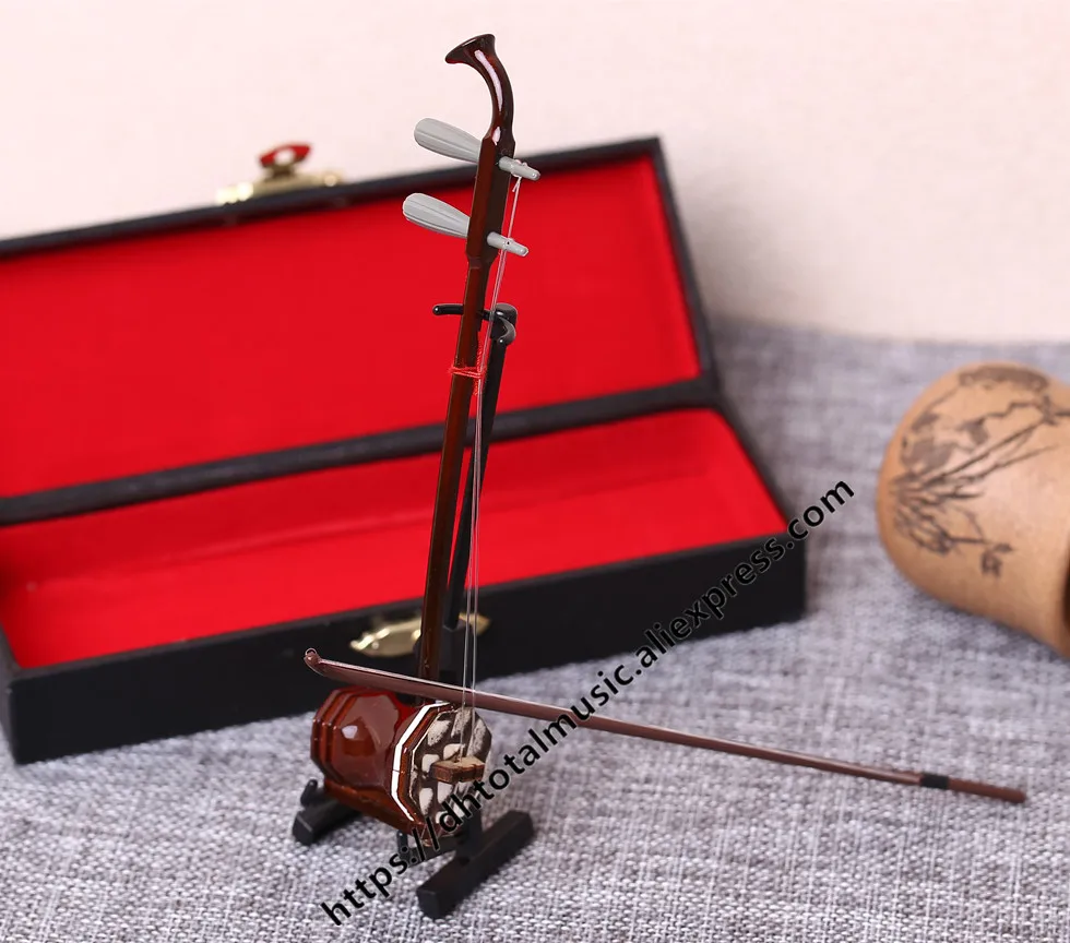 Миниатюрная модель Erhu Реплика с подставкой и чехол Мини Erhu мини музыкальный инструмент украшения китайские традиционные подарки