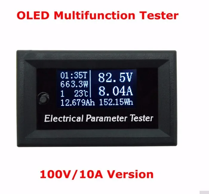 33 в/10А 7в1 OLED Многофункциональный тестер напряжения, тока, времени, температуры, Емкость Вольтметр мощности, амперметр, Электрический измеритель белого цвета