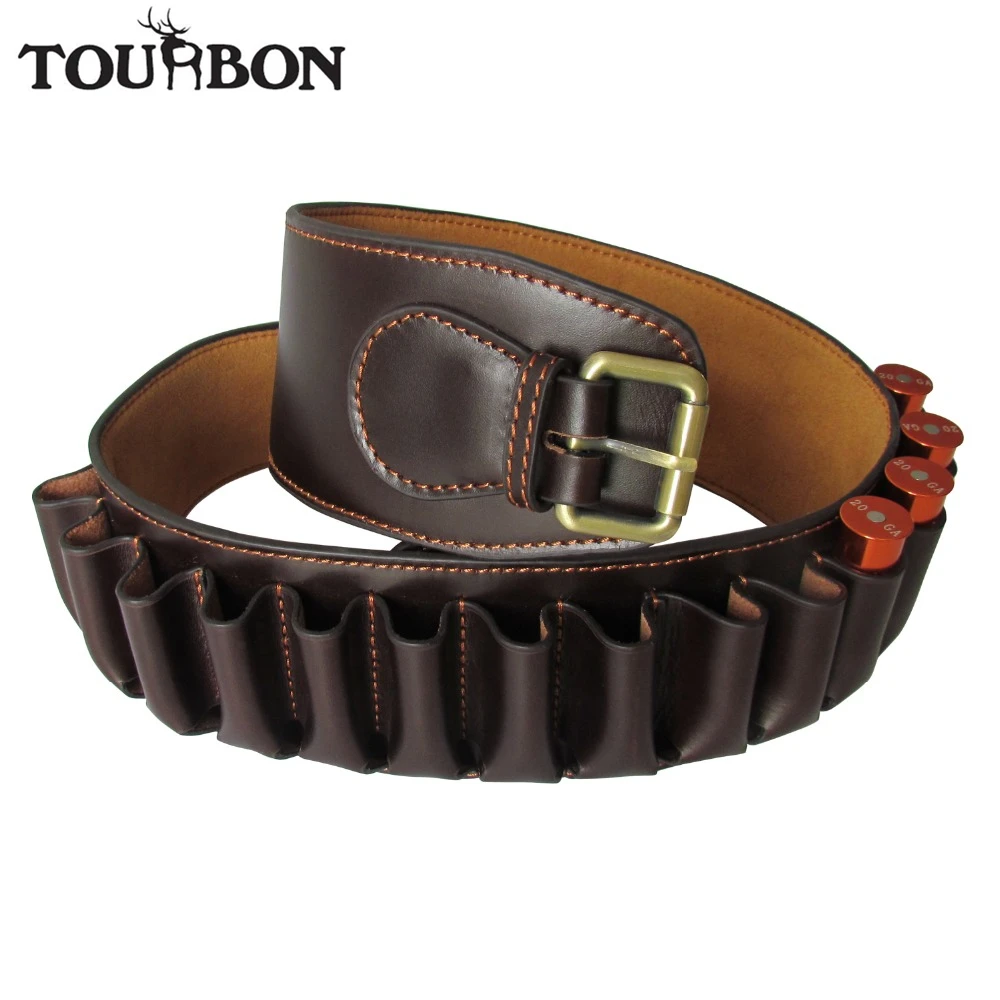 Tourbon Cartridges Holder Belt Pouch Ammo Carrier Genuine Leather-Hand Stitching 