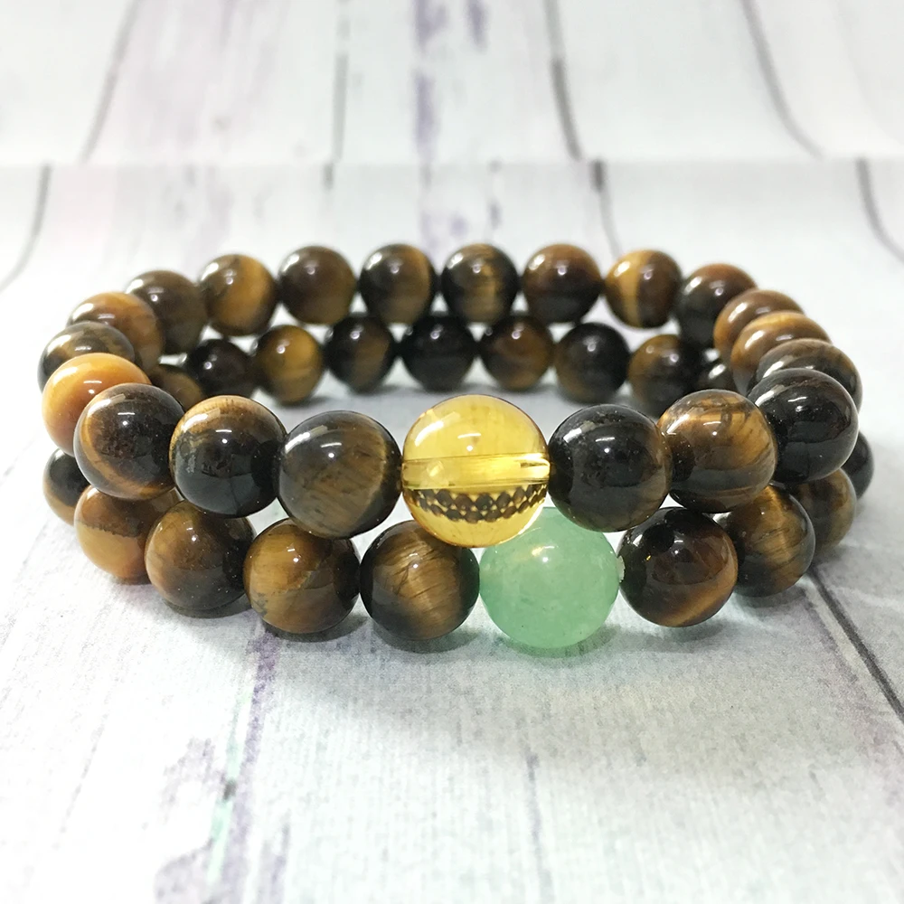 

MG0371 Mala Couples Ying Yang Набор браслетов, мужской браслет с натуральным желтым кристаллом, Мужской Женский Мужской Браслет тигровый глаз