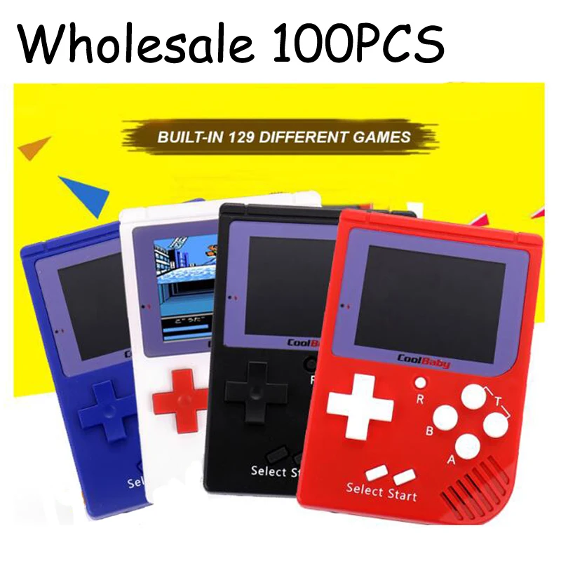 

Wholesale 100PCS RS-6 Portable Retro Mini Handheld Game Console 8 bit 2.5 inch LCD Color Children Game Player Built-in 129 Games