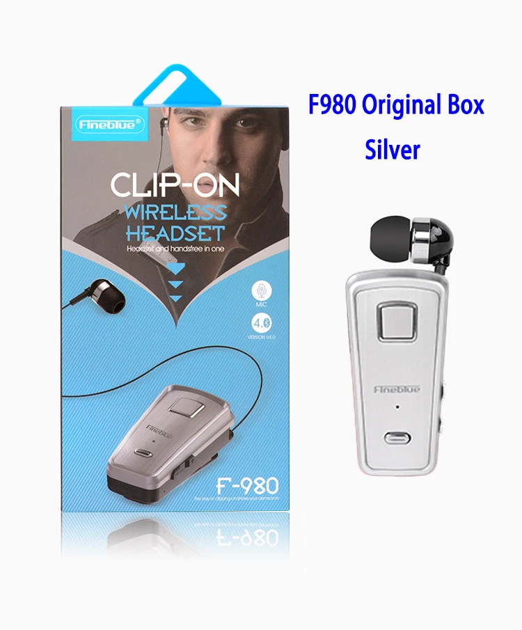 Fineblue F980 мини беспроводные наушники-вкладыши с микрофоном гарнитура Мини Bluetooth наушники с поддержкой вибрации IOS Android - Цвет: Original Box Silver