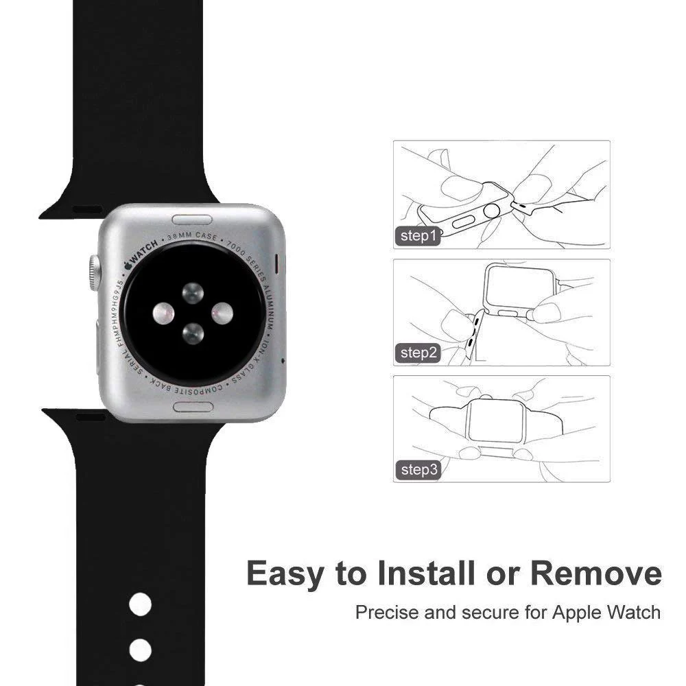 UEBN спортивный ремешок для apple watch series 4 3 2 1 ремешок для iWatch Y печать мягкий силиконовый Сменный адаптер 38 40 42 44 мм