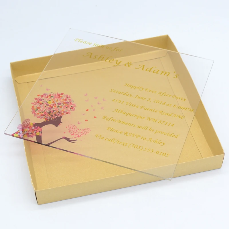 Расширенная настройка свадебных пригласительных карточек УФ печать или Выгравированный акриловый пригласительный билет