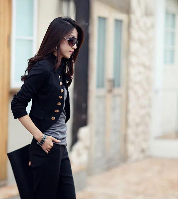 

Mr.nut spring and autumn new fashion Office Lady women's double-breasted short long-sleeved slim short coat