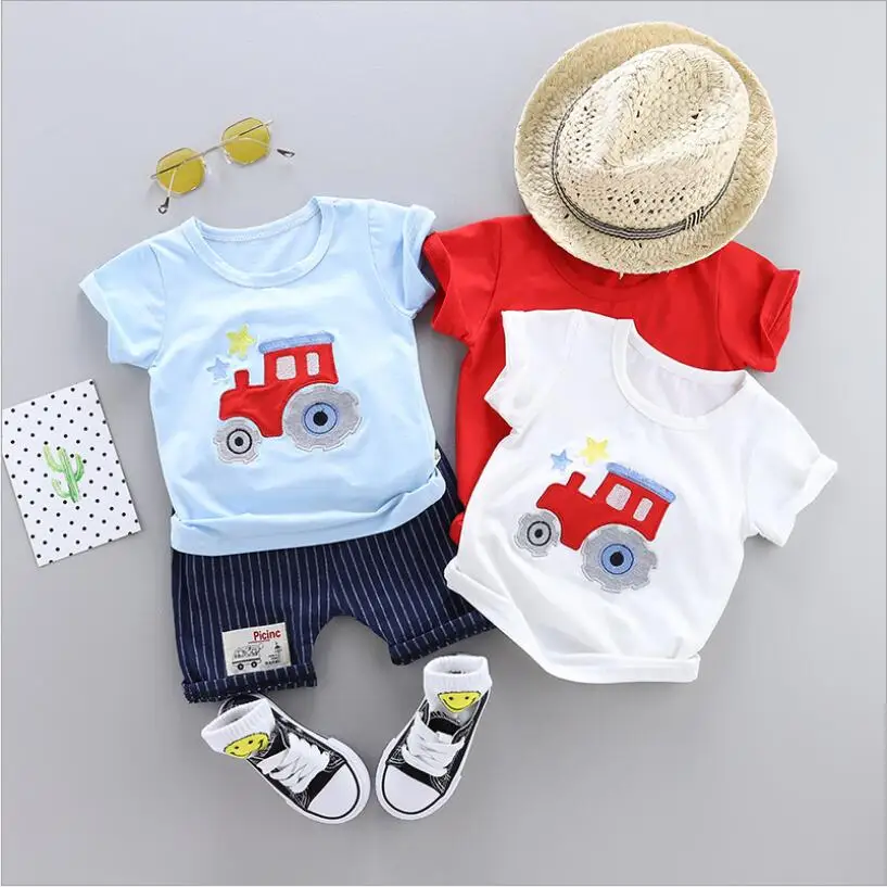 

Summer Baby Clothing Set for Boys Tracksuit Kids Clothes T-shirt +Short 2PCS Set Cartoon train Baby Sport Suit