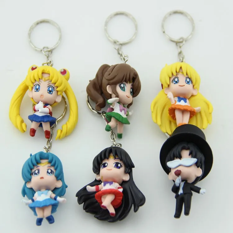 Anime Sailor Moon Mars Jupiter Venus Mercury Keychains Action Figures